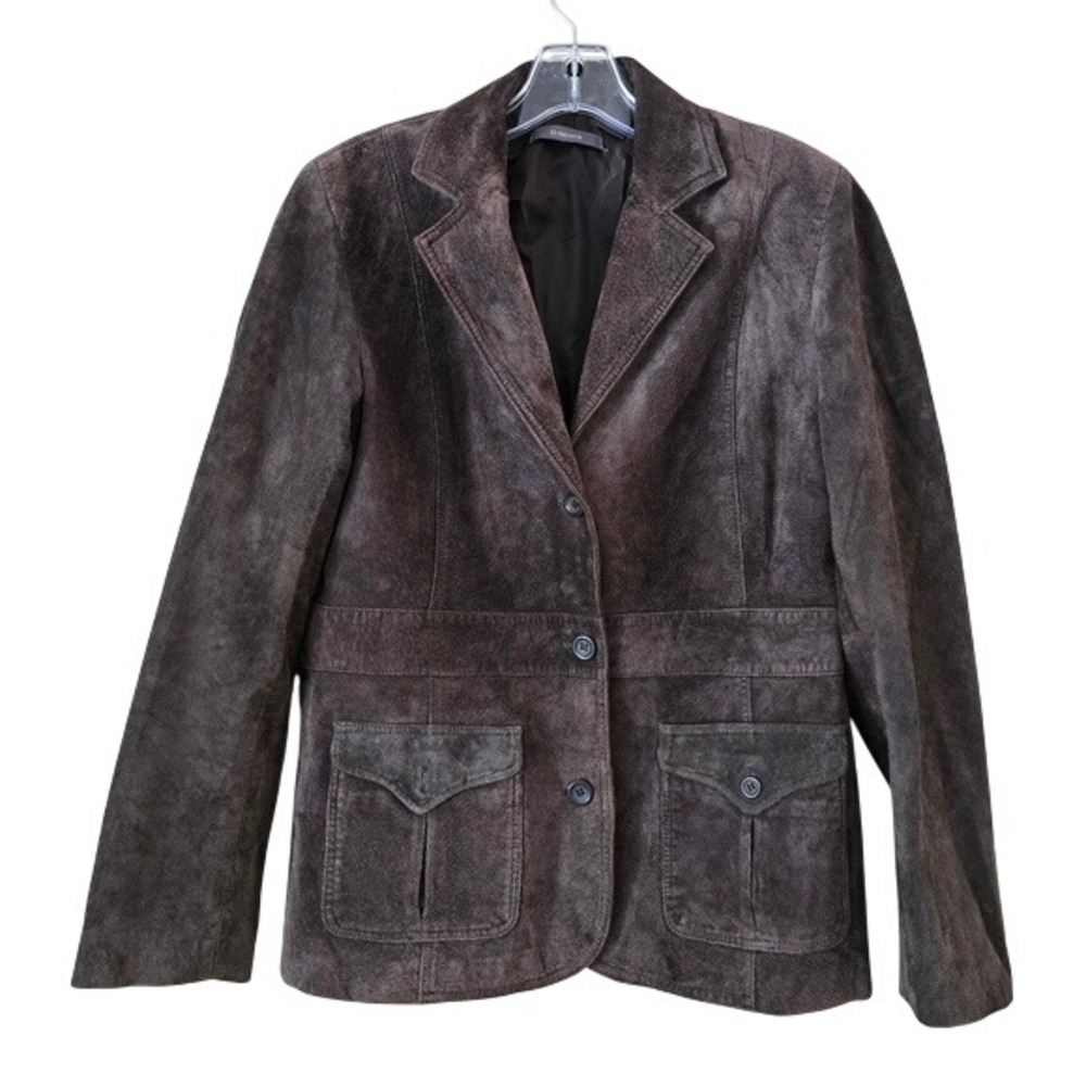Liz Claiborne Women's Brown Suede Jacket Size Medium Y2k Genuine Leather Western